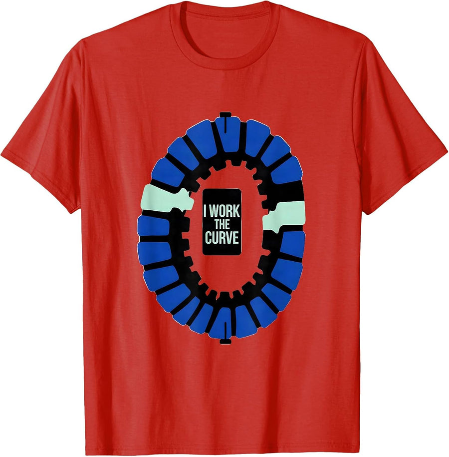 Men's I Work The Curve Hard-Edge Chiropractic Spine Humor T-Shirt - Red