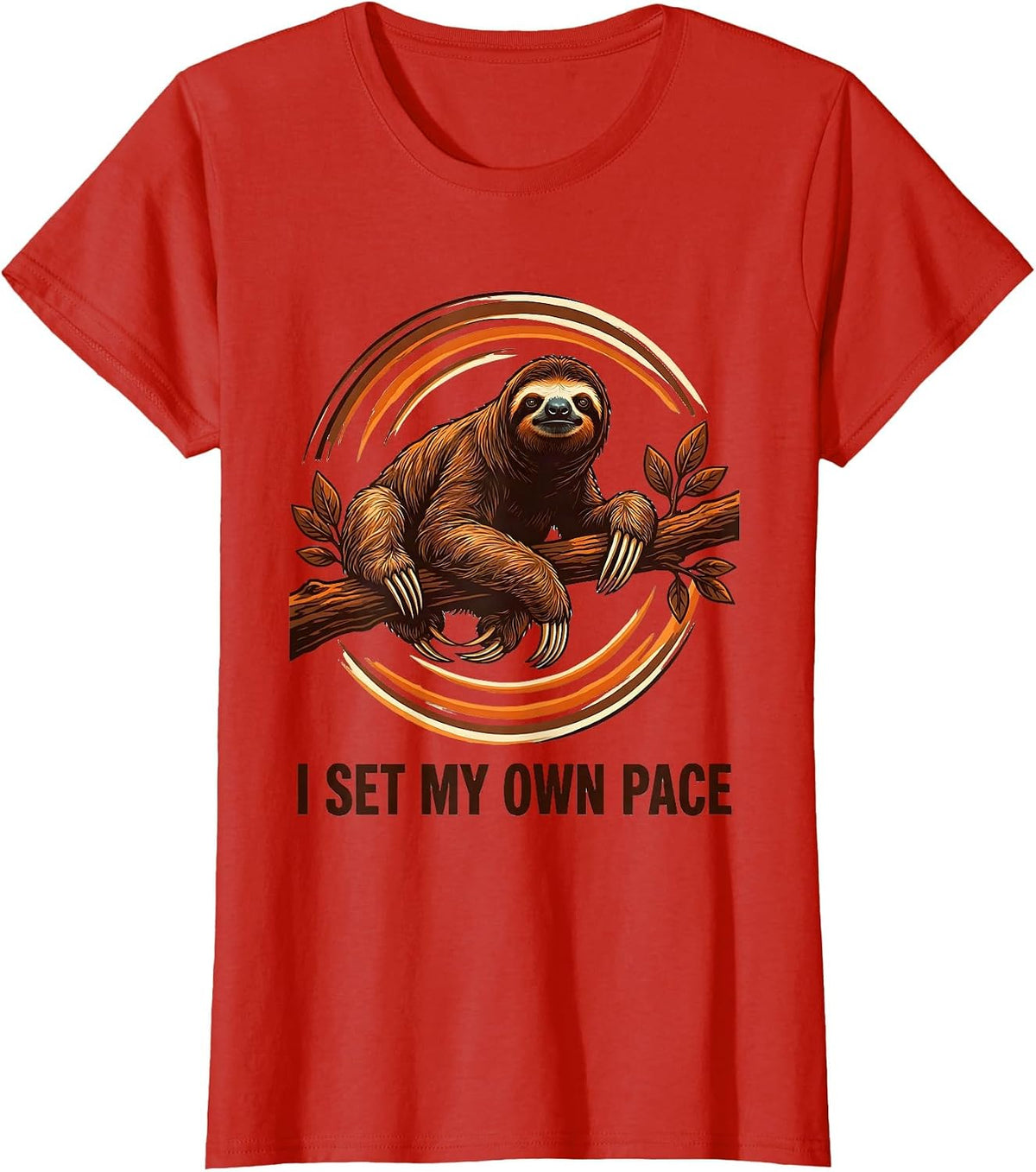 Women's I Set My Own Pace Funny Sloth Lover Lazy Humor Gift T-Shirt - Red