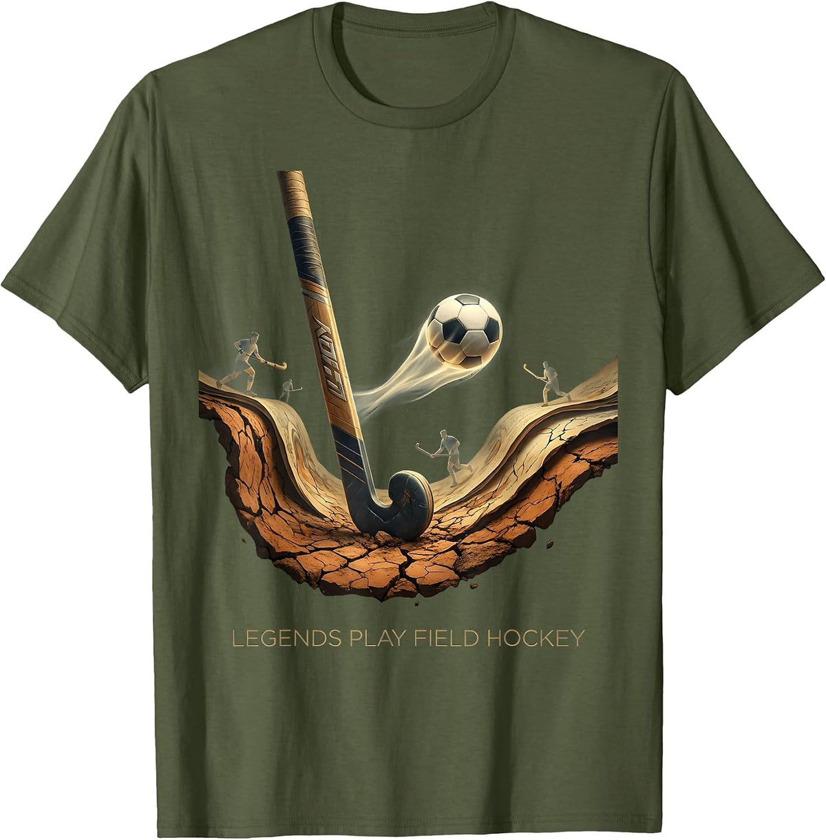 Legends Play Field Hockey Graphic Design T-Shirt - Olive Green