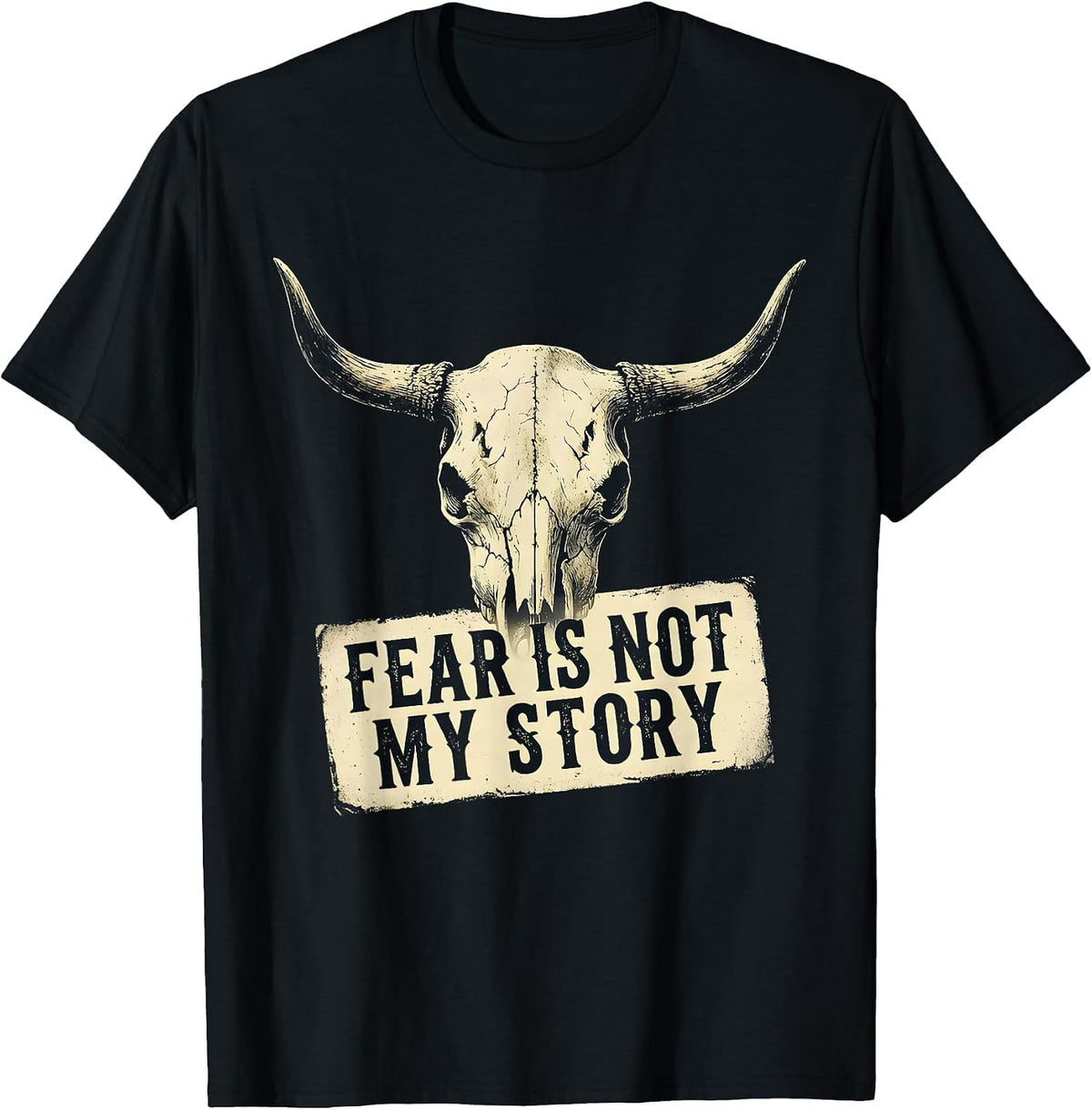 Men's Fear Is Not My Story Faith Over Fear Design T-Shirt - Black