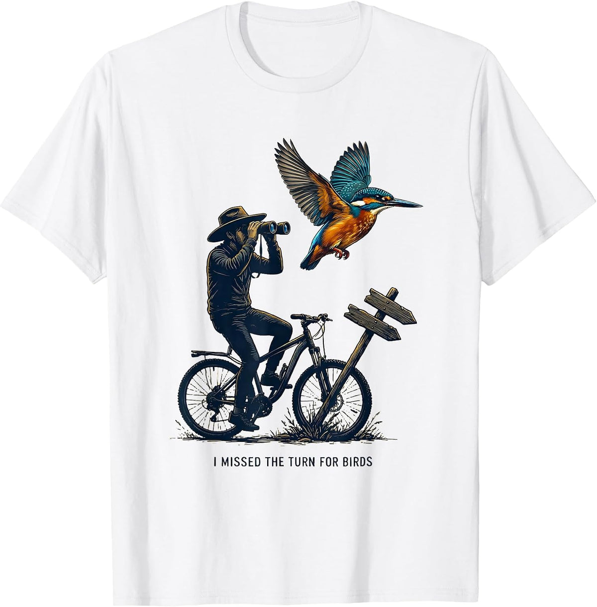 Men's I Missed The Turn For Birds Funny Bird Watching Birding Nerd T-Shirt - White