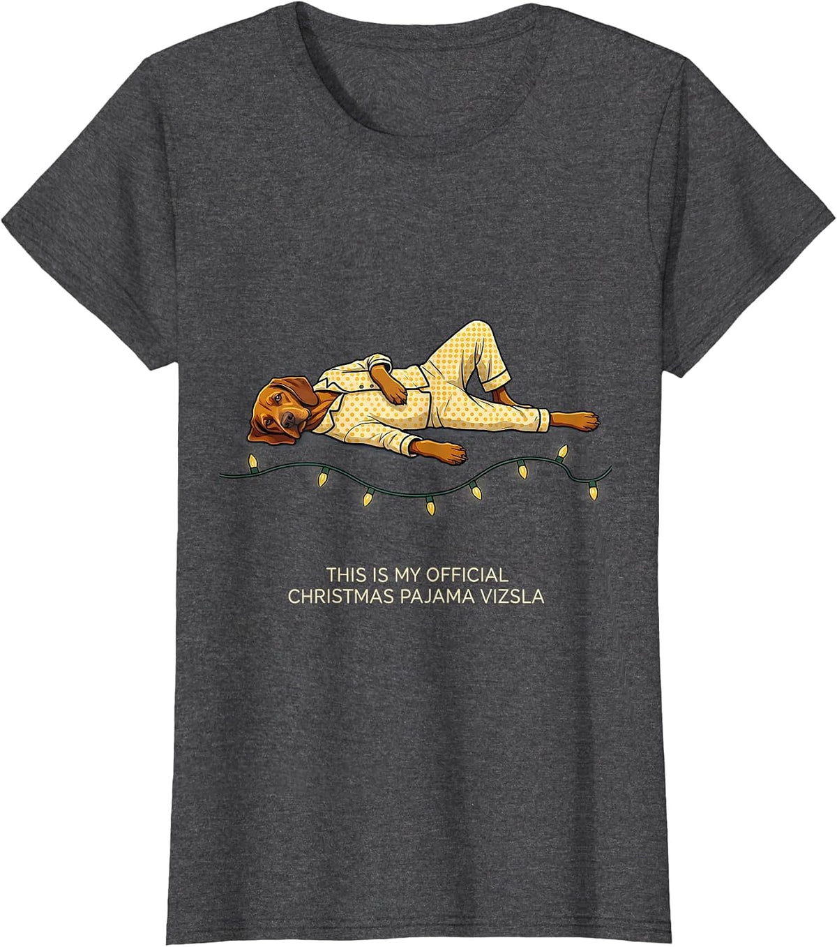 Women's This Is My Official Christmas Pajama Vizsla Dog Lover T-Shirt - Dark Heather Grey