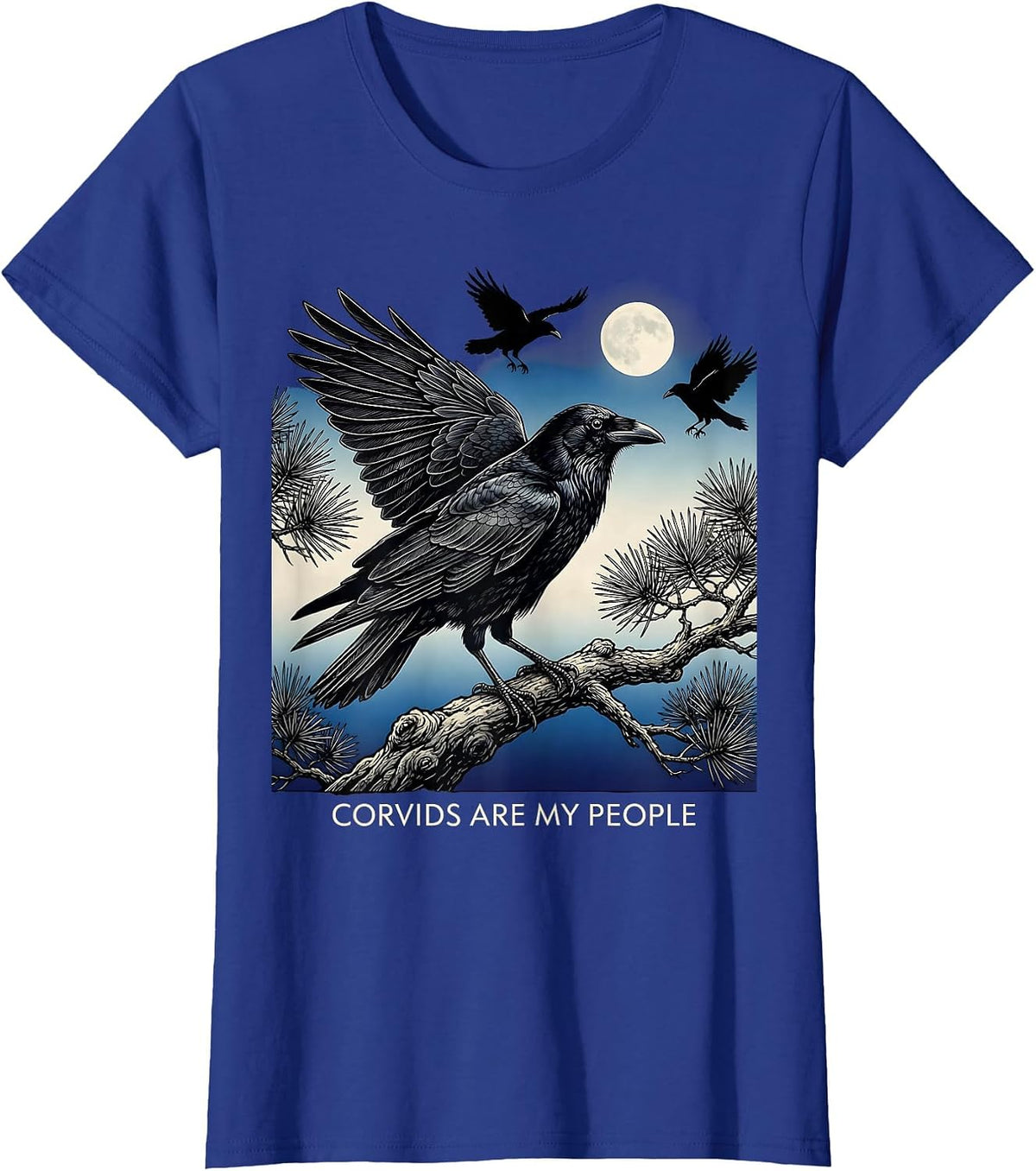 Women's Corvids Are My People Crow Lover Design T-Shirt - Royal Blue
