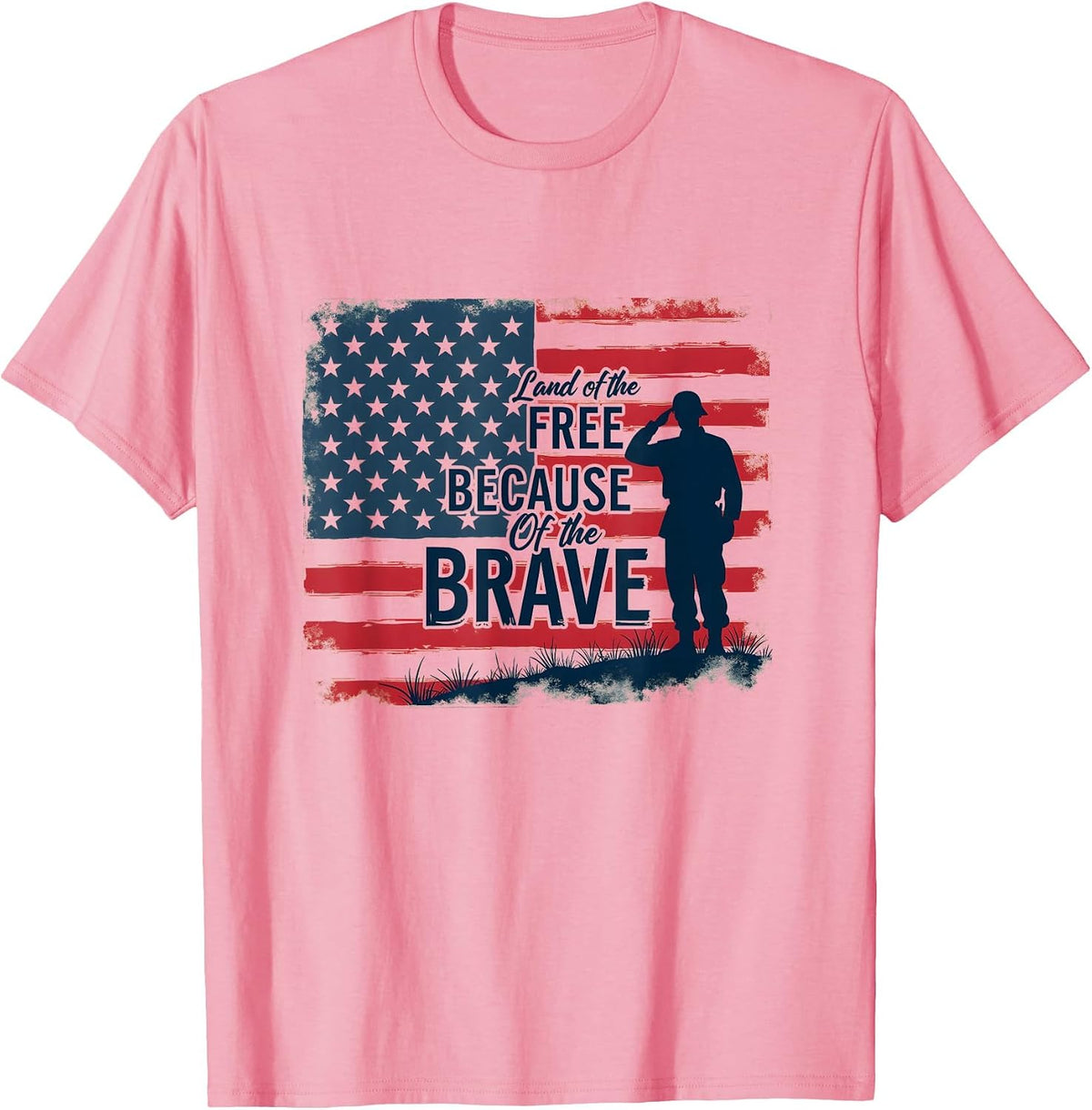 Mademark American Flag & USA Pride T-Shirt - Pink-american Flag Land of the Free Because of the Brave Patriot