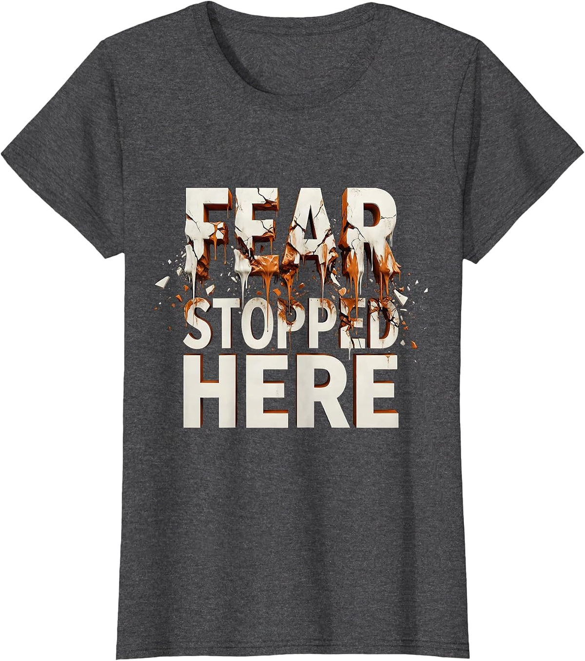 Women's Fear Stopped Here Faith Over Fear Graphic Design T-Shirt - Dark Heather Grey