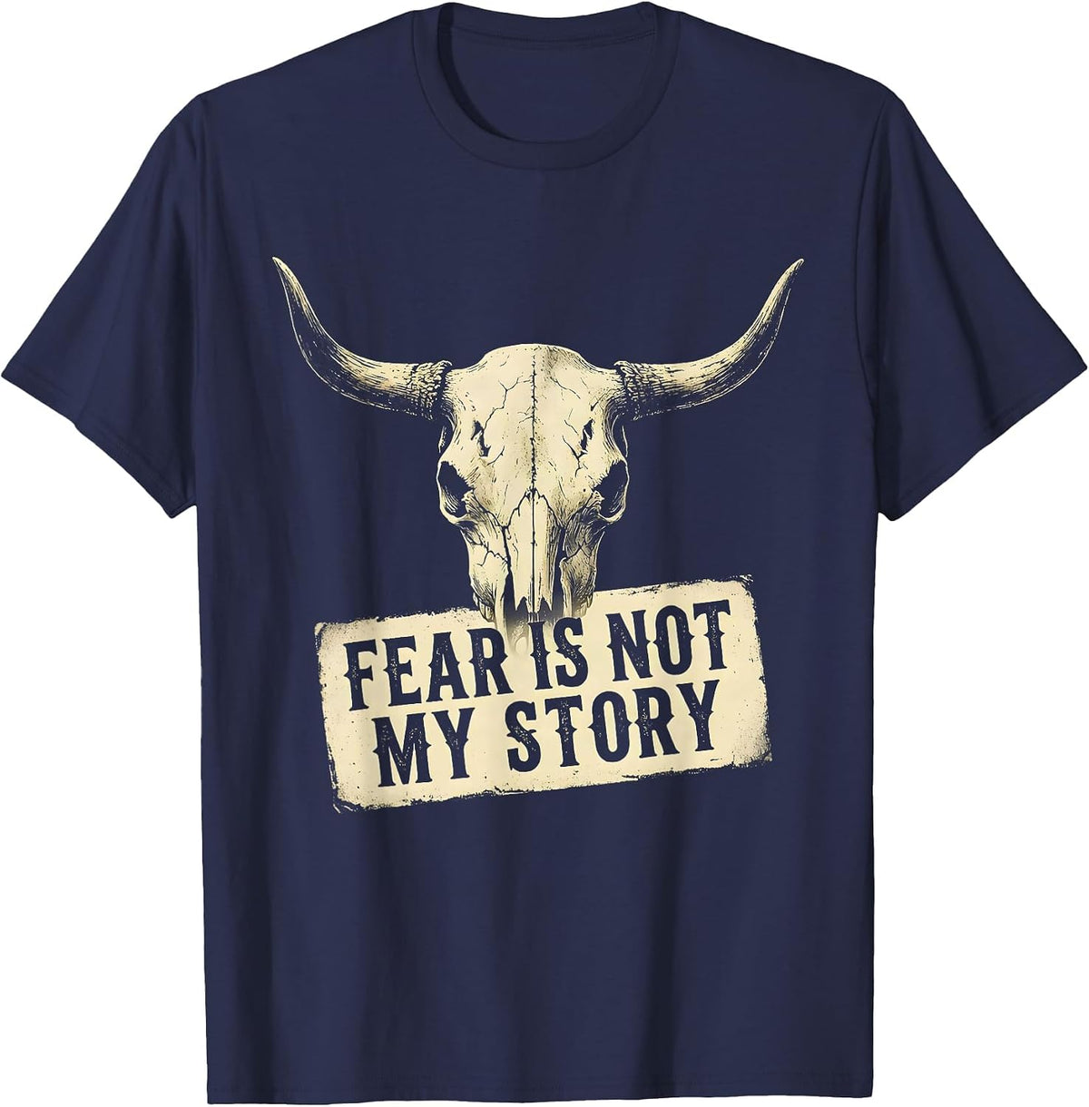 Men's Fear Is Not My Story Faith Over Fear Design T-Shirt - Navy Blue