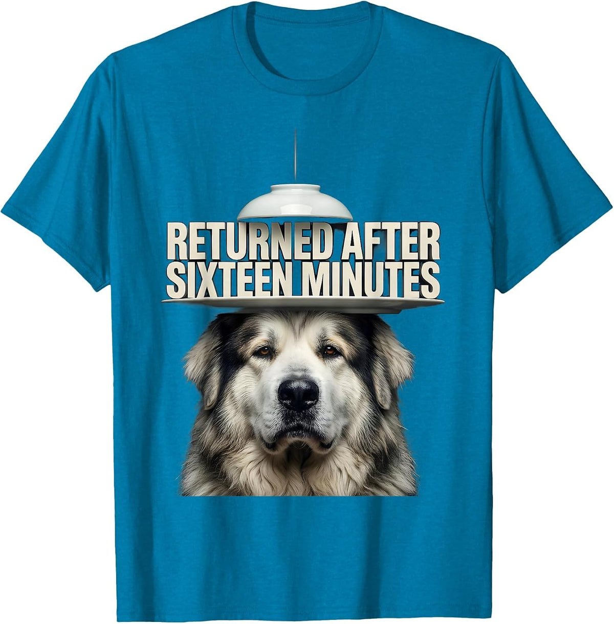 Returned After Sixteen Minutes Funny Great Pyrenees Dog UFO T-Shirt - Sapphire Blue