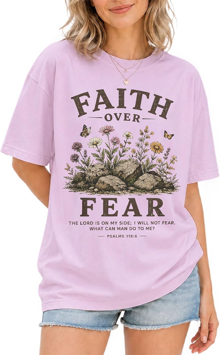 Faith Over Fear, Christian Shirts for Women, Jesus Tee - Ds01-orchid