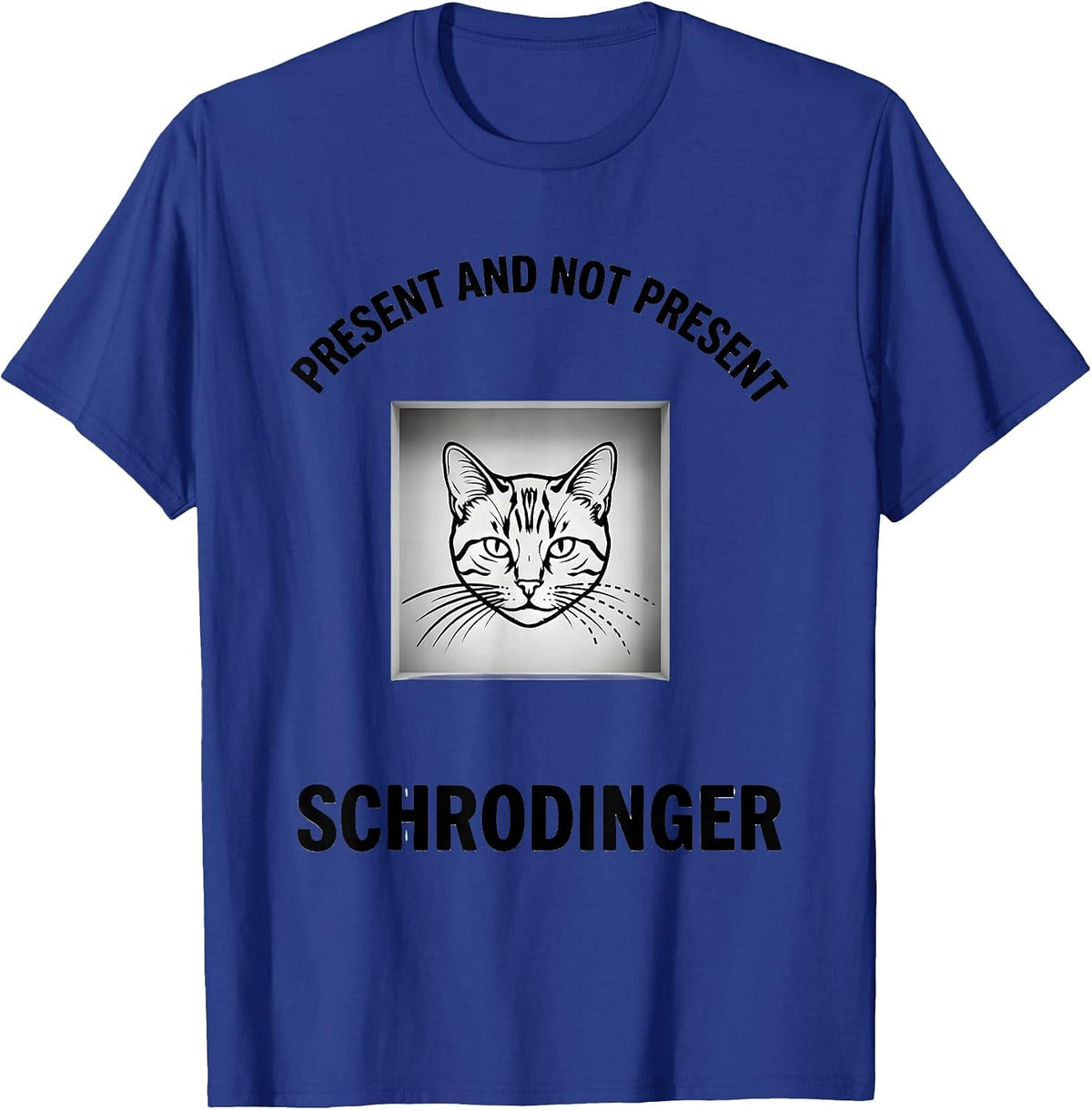 Men's Present And Not Present, Schrödinger Funny Quantum Physics T-Shirt - Royal Blue