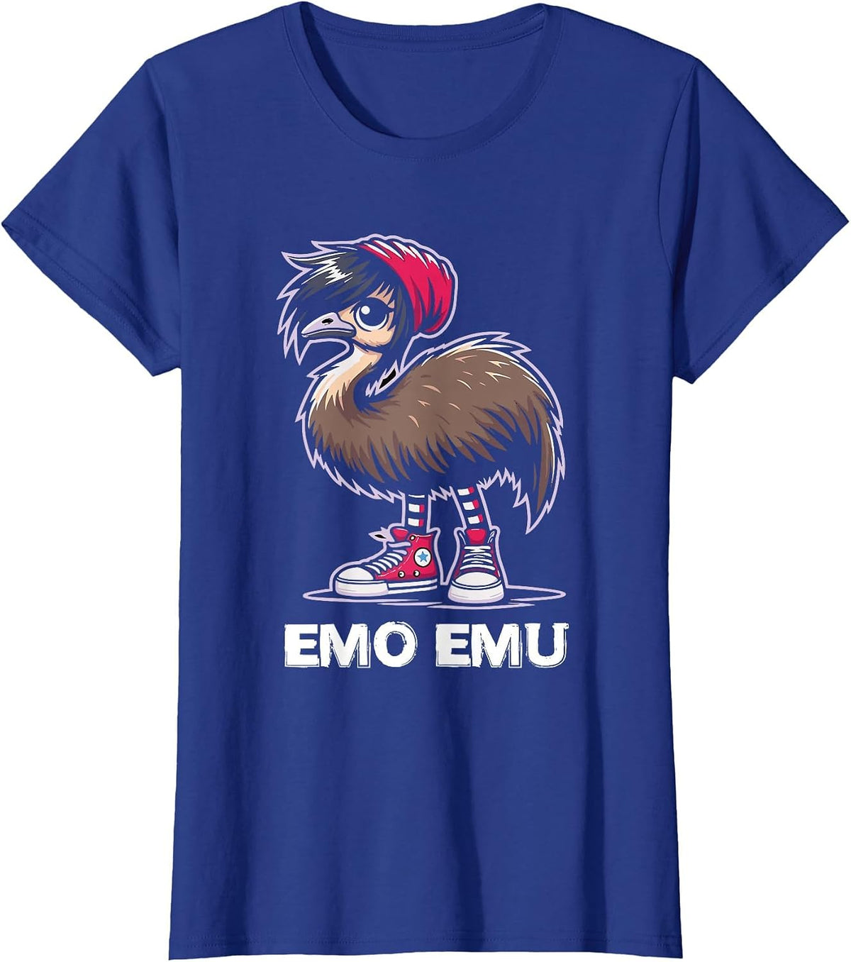 Emo Emu Bird Emocore Punk Goth Gothic T-Shirt - Royal Blue