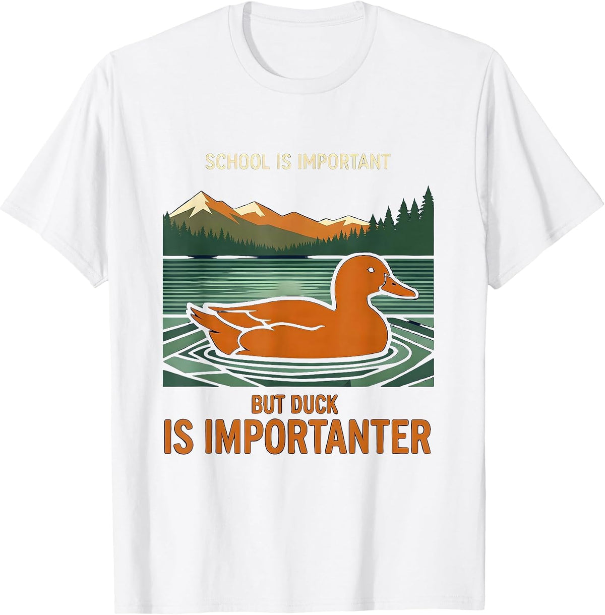 Men's School Is Important But Duck Is Importanter Kids Humor T-Shirt - White