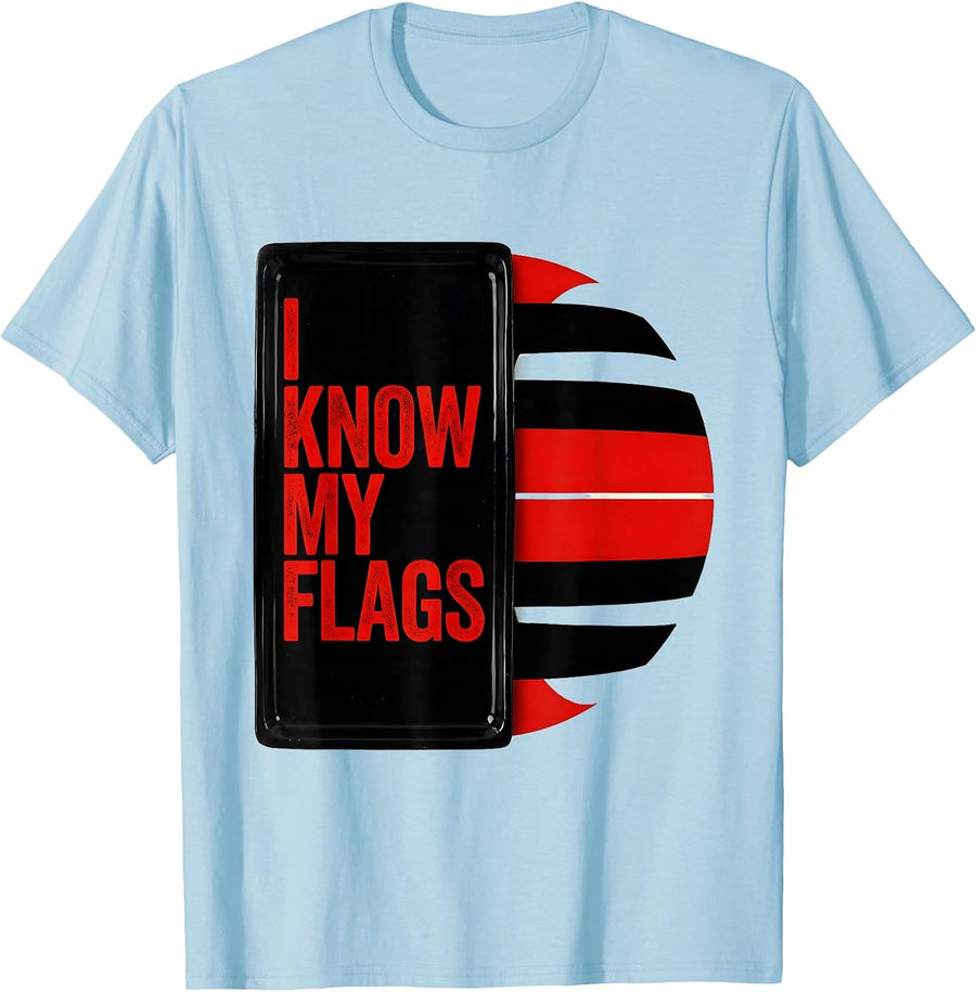 Men's I Know My Flags Geography Enthusiast Teacher Traveler T-Shirt - Baby Blue
