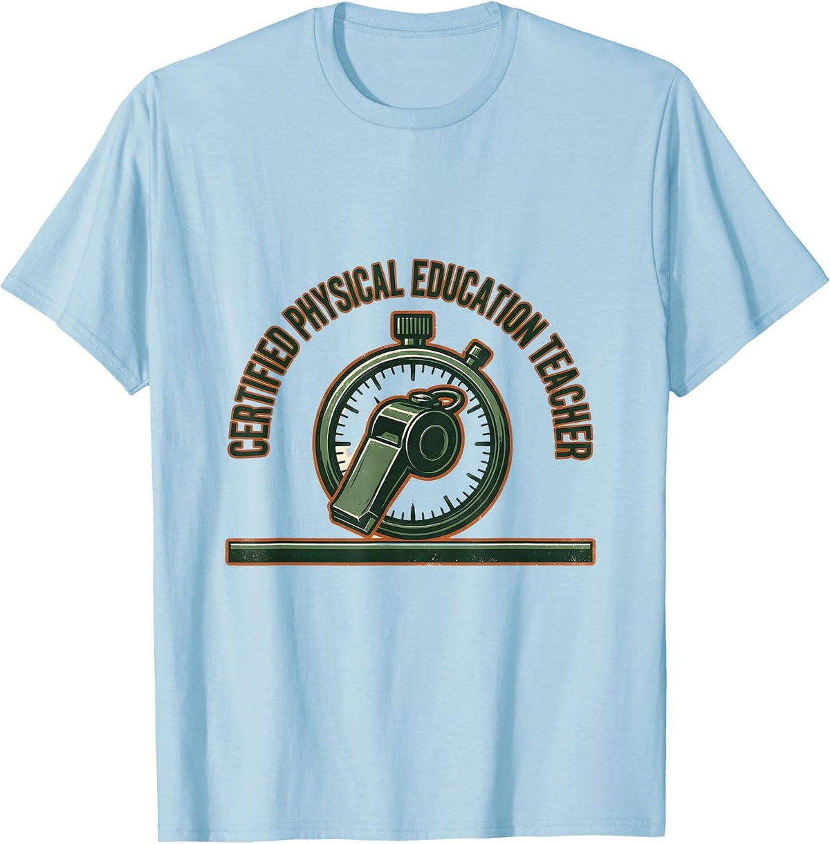 Men's Certified Physical Education Teacher Vintage Gym Teacher T-Shirt - Baby Blue