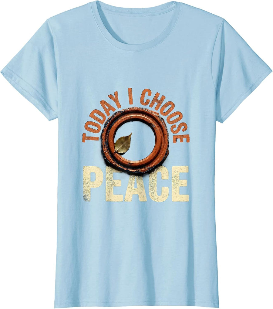 Women's Today I Choose Peace Rubber Stamp Slogan Sarcastic Humor T-Shirt - Baby Blue