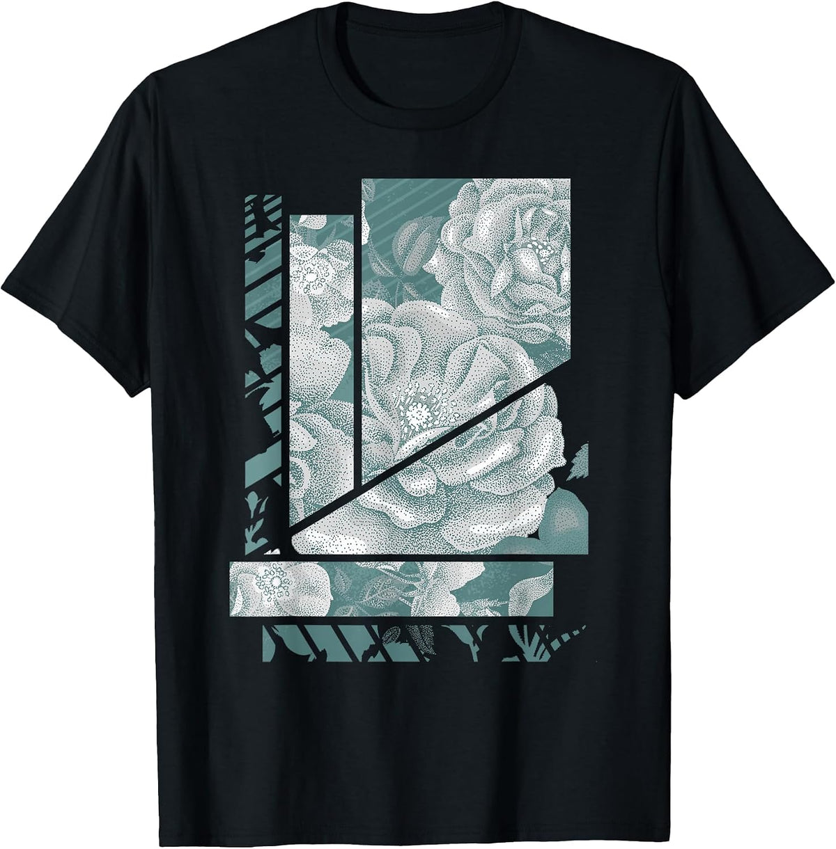 Floral Geometric Pattern Pop T-Shirt, Men, Black, 3X-Large - As Pictured