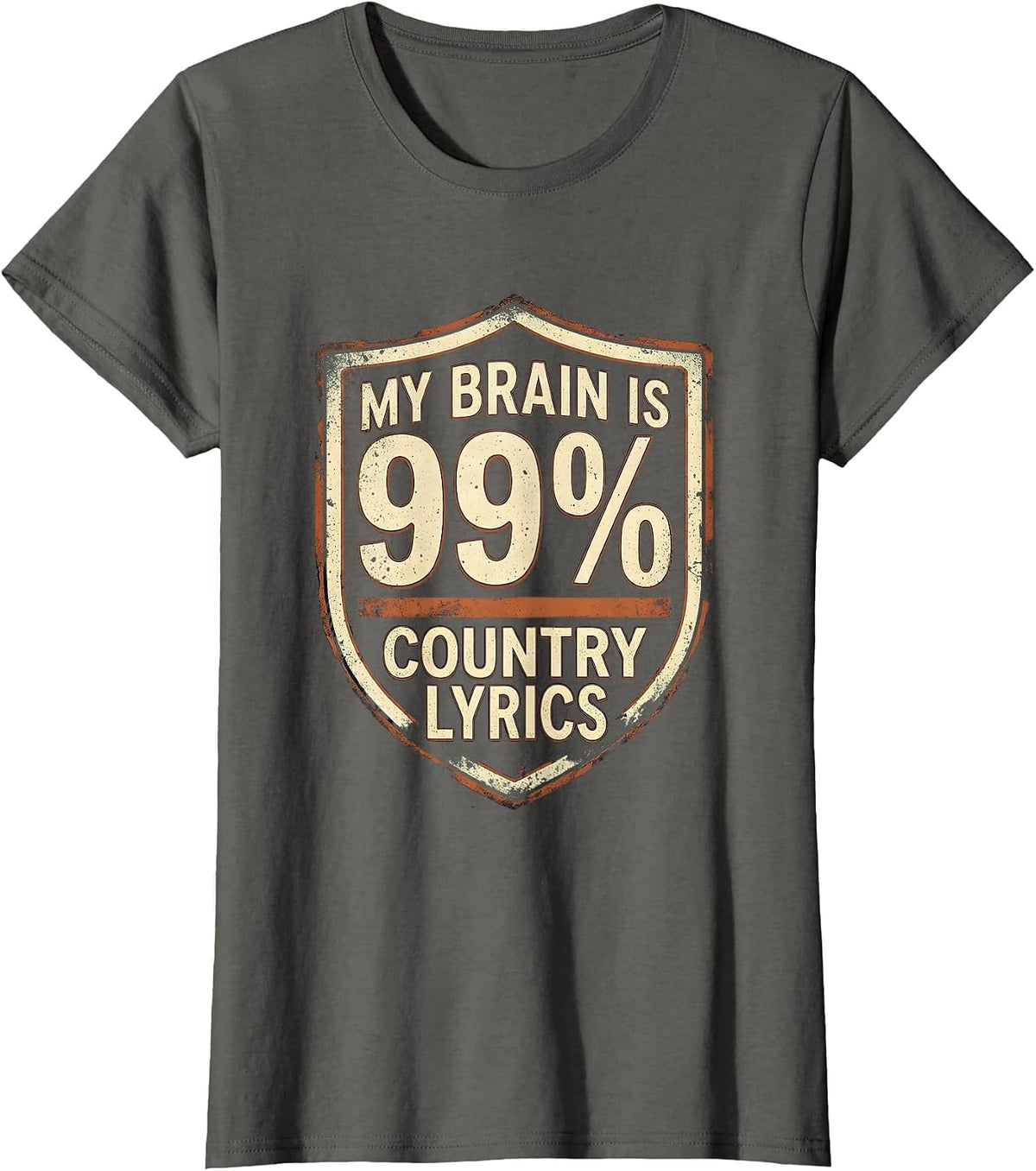Women's My Brain Is 99 Percent Country Lyrics Funny Music Lover T-Shirt - Asphalt Grey