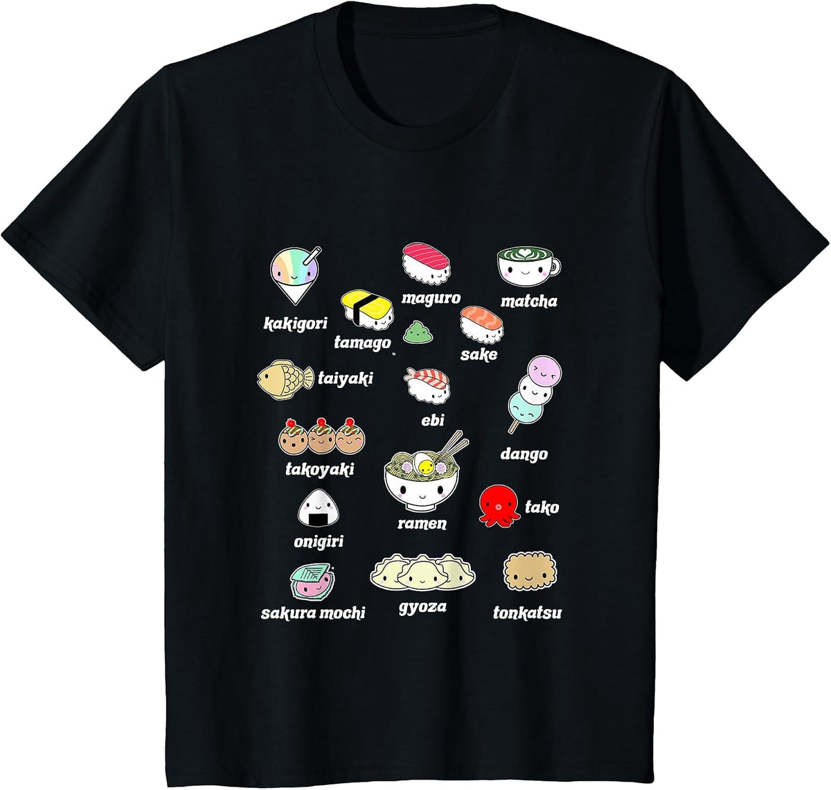 Kawaii Japan Food Shirt Japan Lover Sushi Ramen Shirt T-Shirt - Black