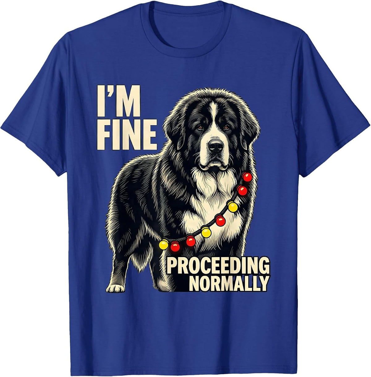 I'm Fine Proceeding Normally Great Pyrenees Christmas Lights T-Shirt - Royal Blue