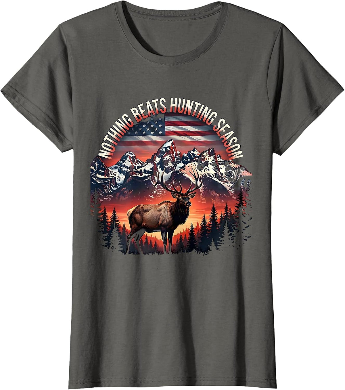 Women's Nothing Beats Hunting Season Graphic Design T-Shirt - Asphalt Grey