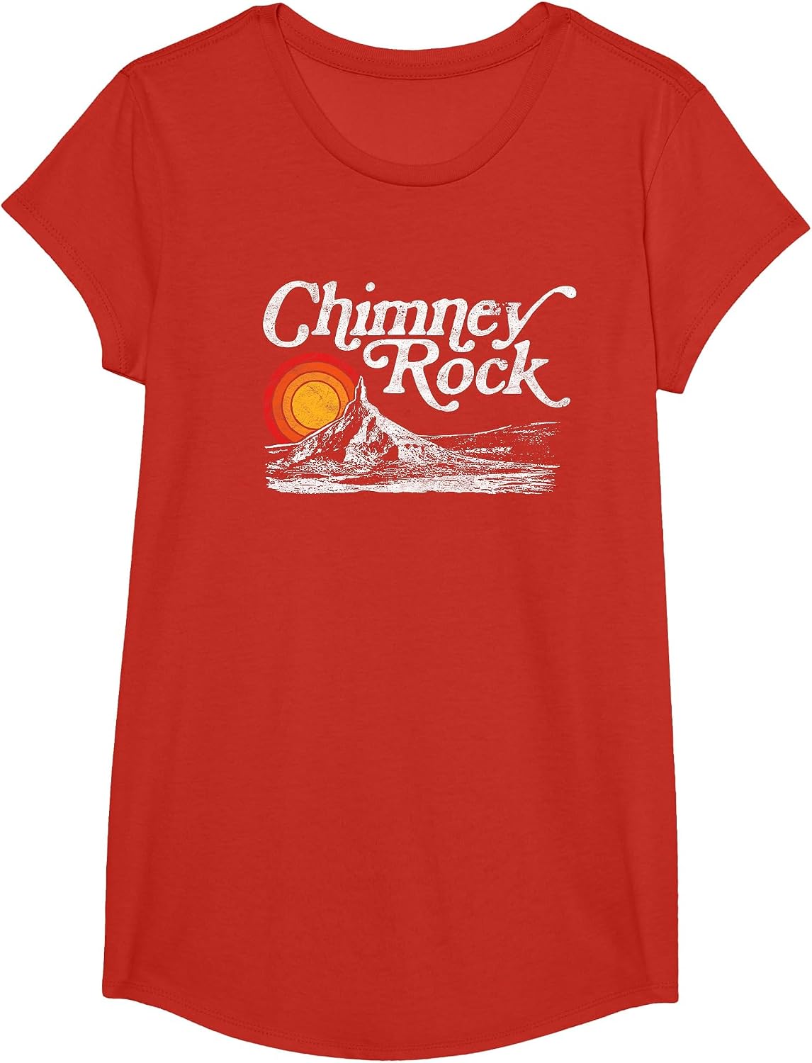 Chimney Rock Nebraska - Retro Vintage Graphic Shirt T-Shirt - Girls Red
