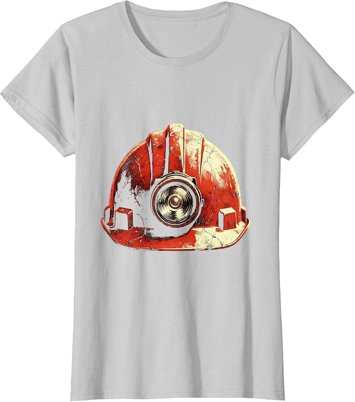 Labor Day Miner Helmet Headlamp Graphic Tee T-Shirt - Silver Grey