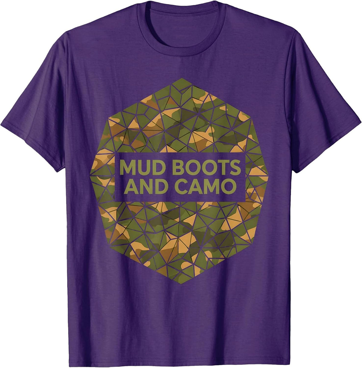 Mud Boots and Camo Outdoor Hunting Design T-Shirt - Purple