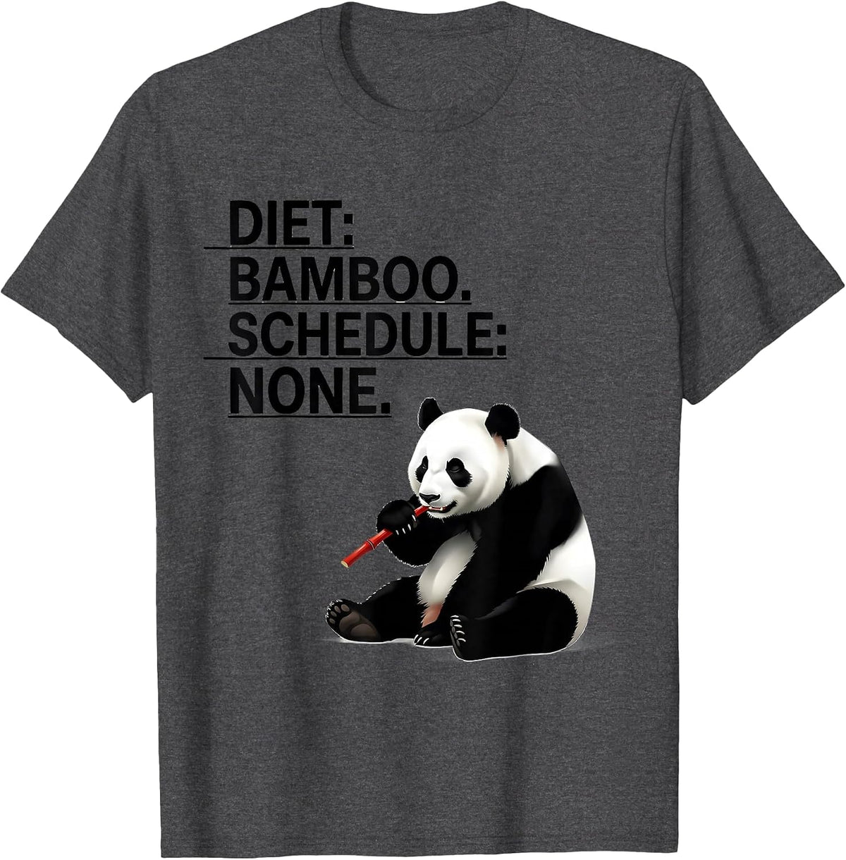 Diet Bamboo Schedule None Cute Panda Lover Animal Humor T-Shirt - Dark Heather Grey