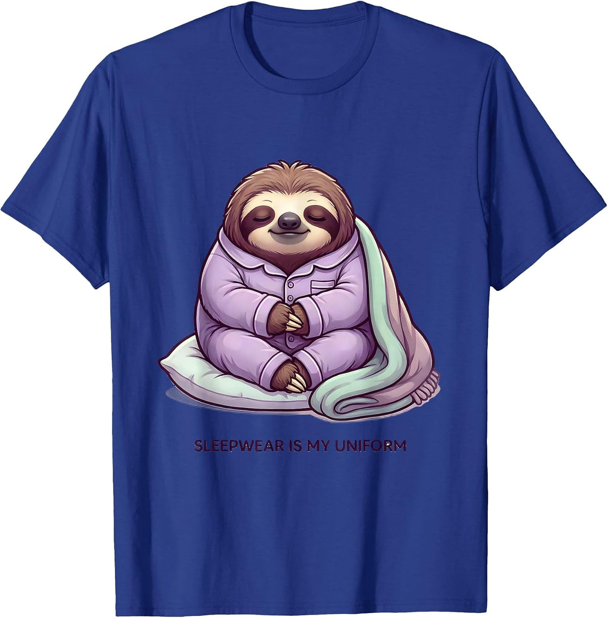 Men's Sleepwear Is My Uniform Cute Kawaii Sloth Pajama Romper T-Shirt - Royal Blue