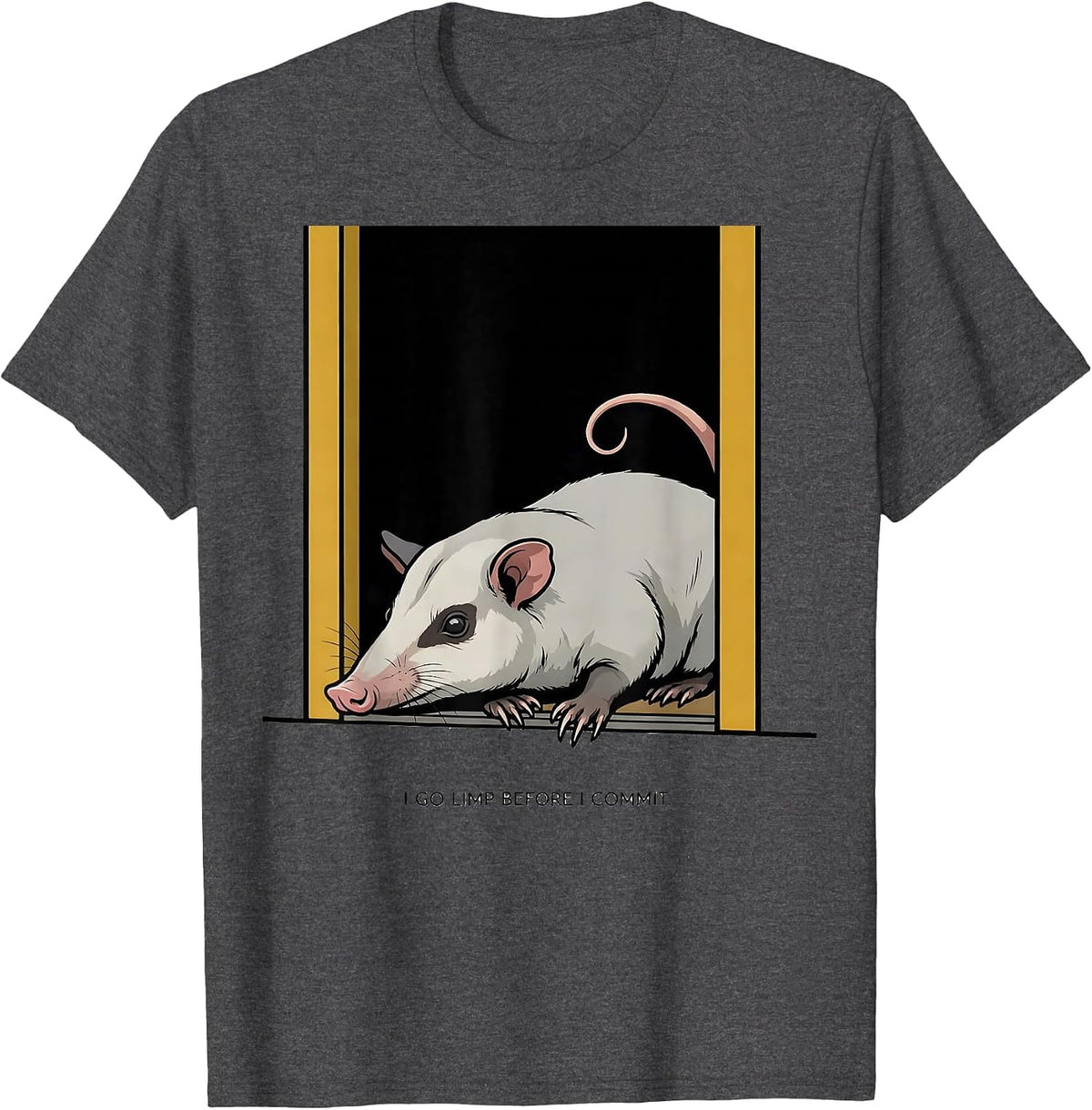 I Go Limp Before I Commit Funny Opossum Meme Animal Humor T-Shirt - Dark Heather Grey