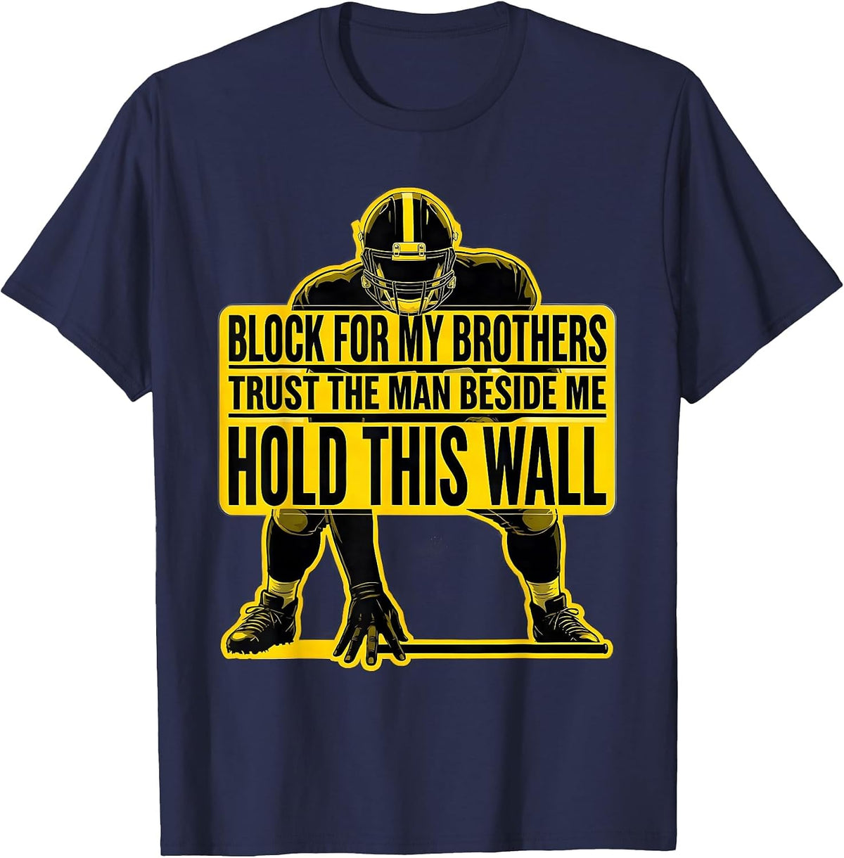 Men's Block For My Brothers Trust The Lineman Humor T-Shirt - Navy Blue