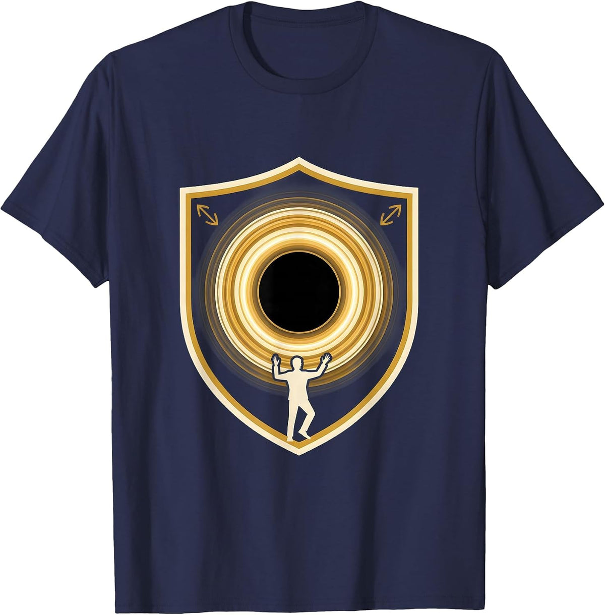 Men's Black Hole Crest Astrophysics Enthusiast Science Graphic T-Shirt - Navy Blue