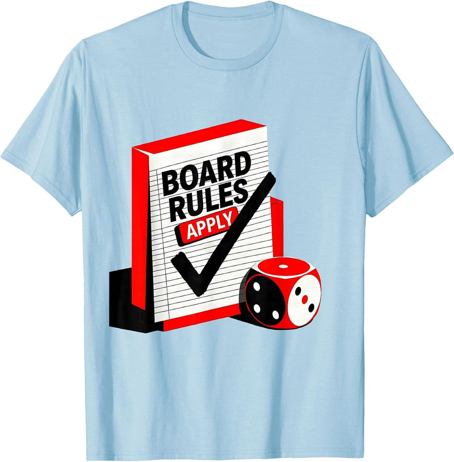 Men's Board Rules Apply Funny Board Game Night Humor T-Shirt - Baby Blue