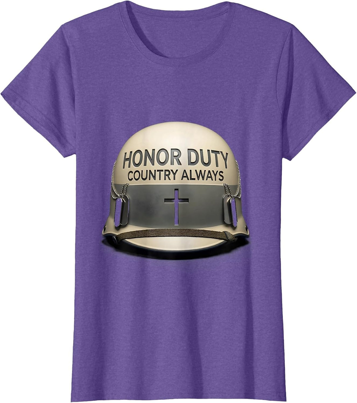 Honor Duty Country Always Veteran Patriotic Design T-Shirt - Purple Heather
