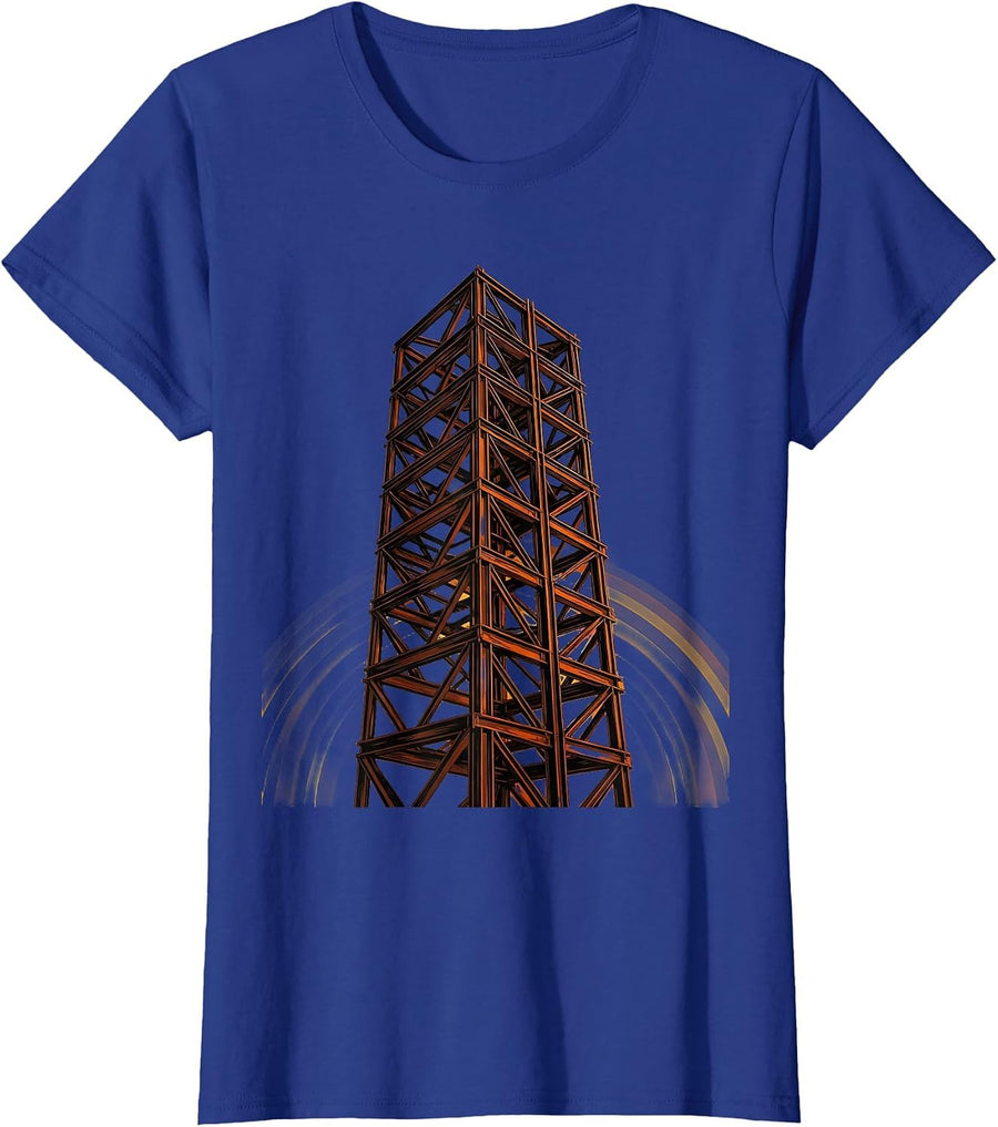 Labor Day Rising Skyscraper Steel Girder Illustration T-Shirt, Women, Royal Blue, XX-Large - As Pictured