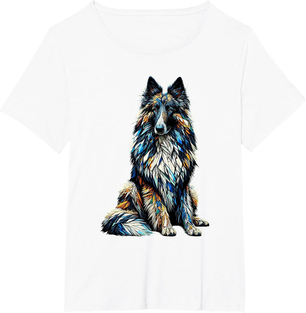 Polygon Art Belgian Sheepdog Groenendael Belgian Shepherds T-Shirt - White