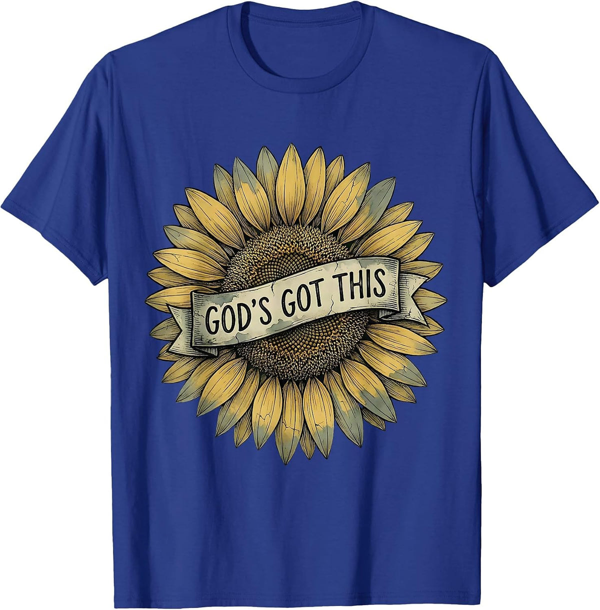 Faith Over Fear God's Got This Inspirational Design T-Shirt - Royal Blue