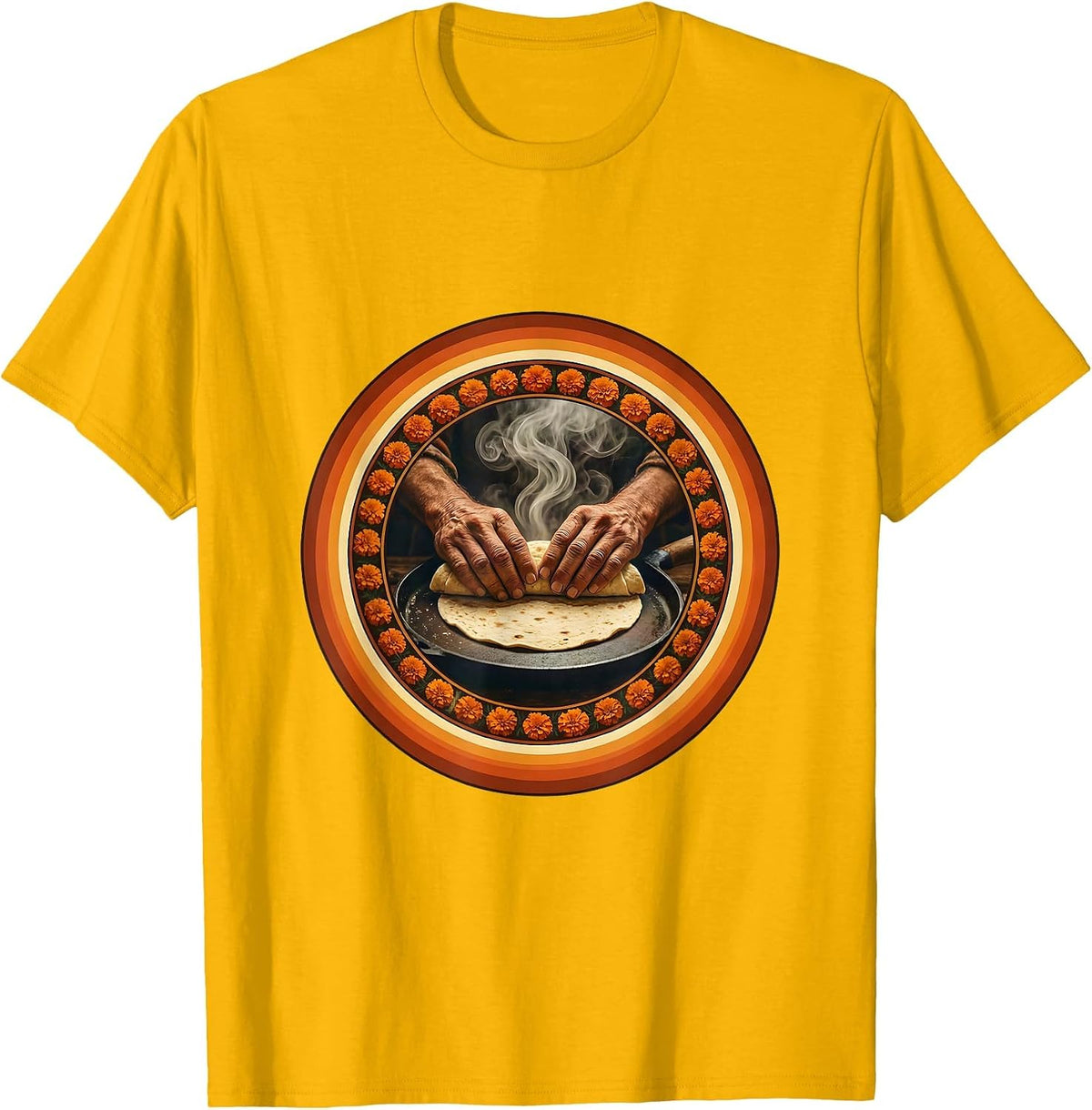 Abuela Tortillas Comal Hispanic Heritage Graphic T-Shirt - Golden Yellow