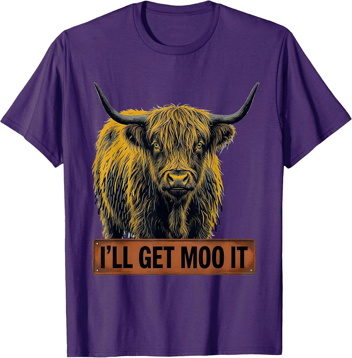 Men's I'll Get Moo It Funny Highland Cow Farm Animal Lover Humor T-Shirt - Purple