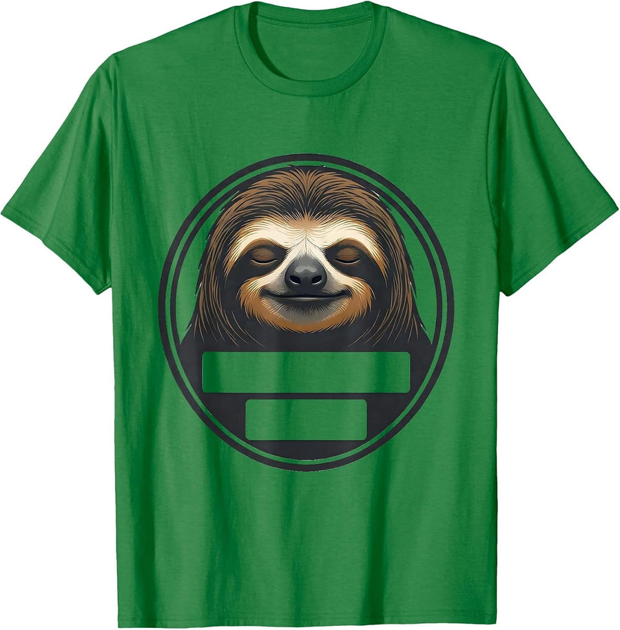 Men's Sealed Sloth Badge Minimalist Lazy Humor Novelty T-Shirt - Kelly Green