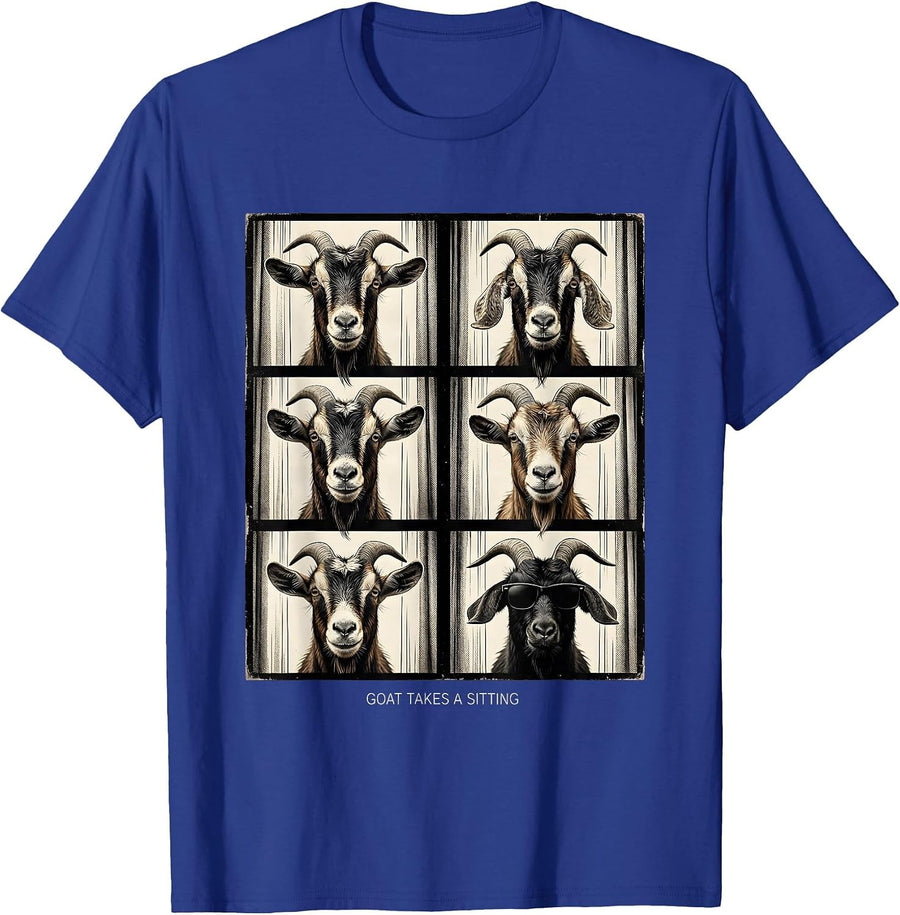 Goat Takes A Sitting Vintage Funny Goat Lover Animal T-Shirt - Royal Blue