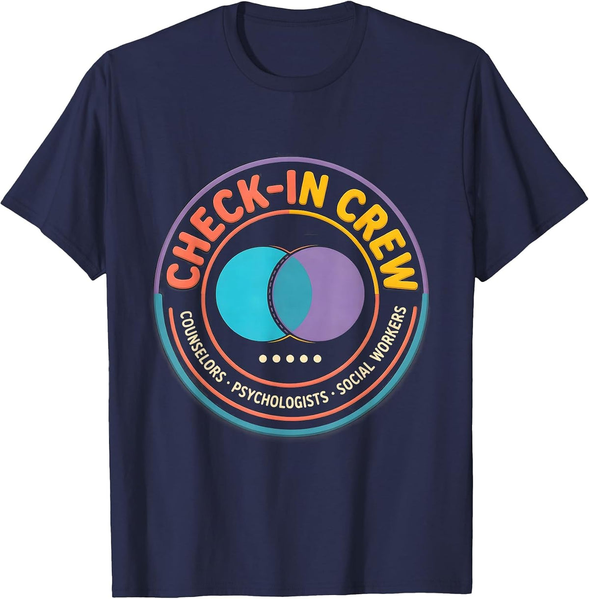 Men's Check-In Crew Counselors Psychologists Social Workers Humor T-Shirt - Navy Blue