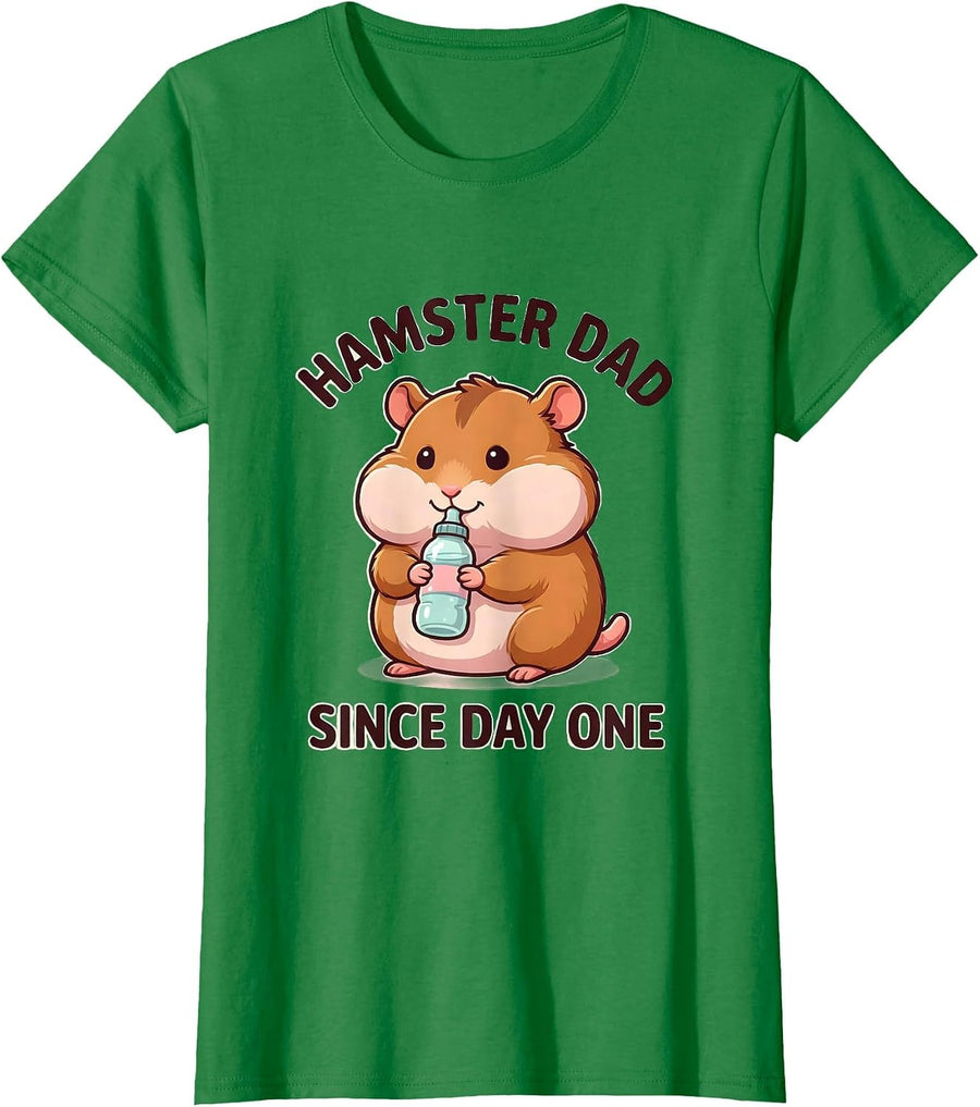 Women's Hamster Dad Since Day One Cute Kawaii Pet Lover Humor T-Shirt - Kelly Green
