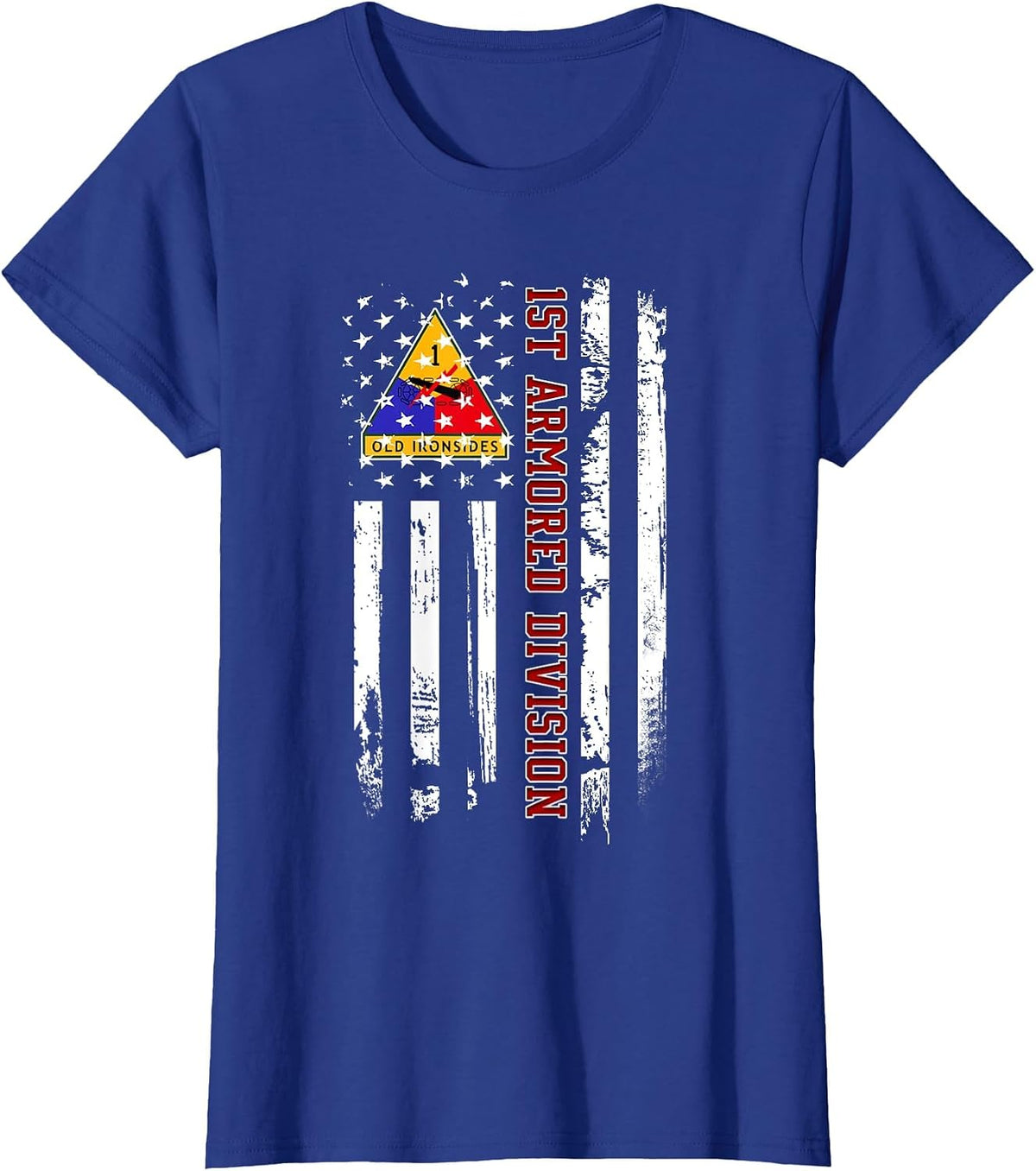 1st Armored Division American Flag Military Veteran Day Papa T-Shirt - Royal Blue