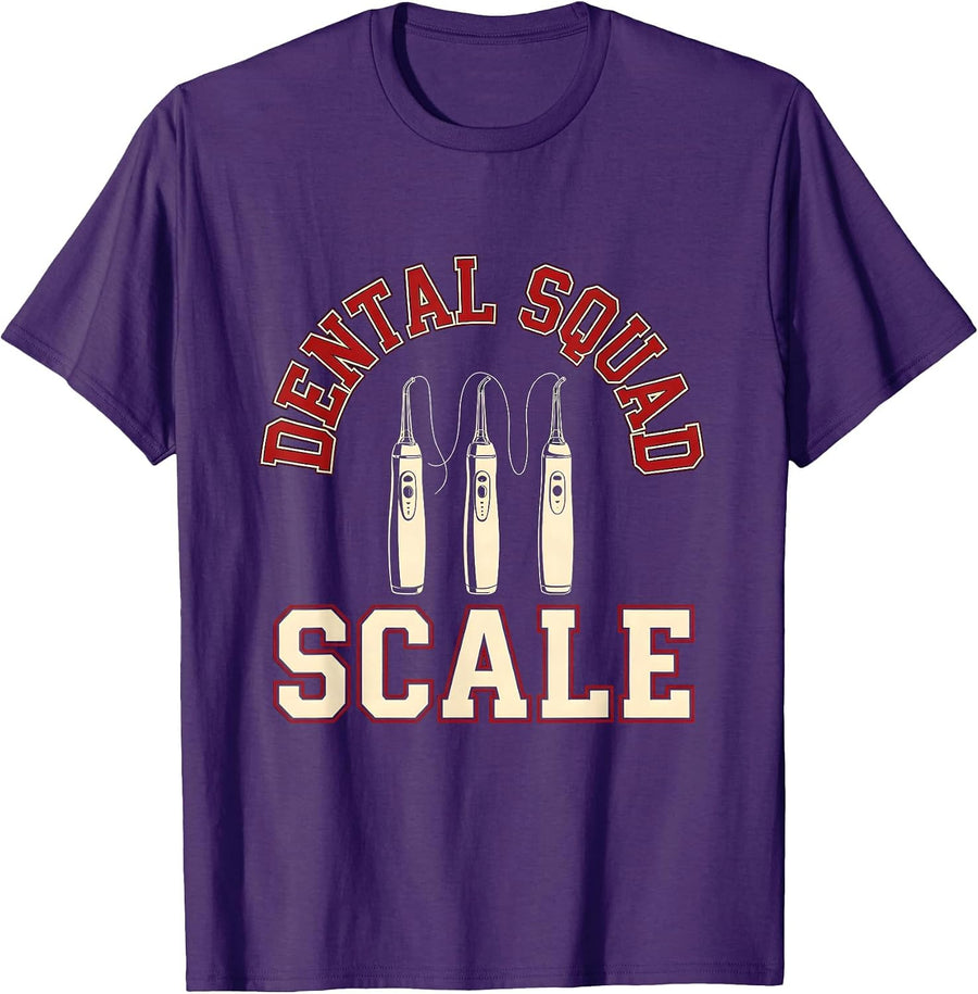 Men's Dental Squad Scale Sports Humor Dental Hygienist Team T-Shirt - Purple