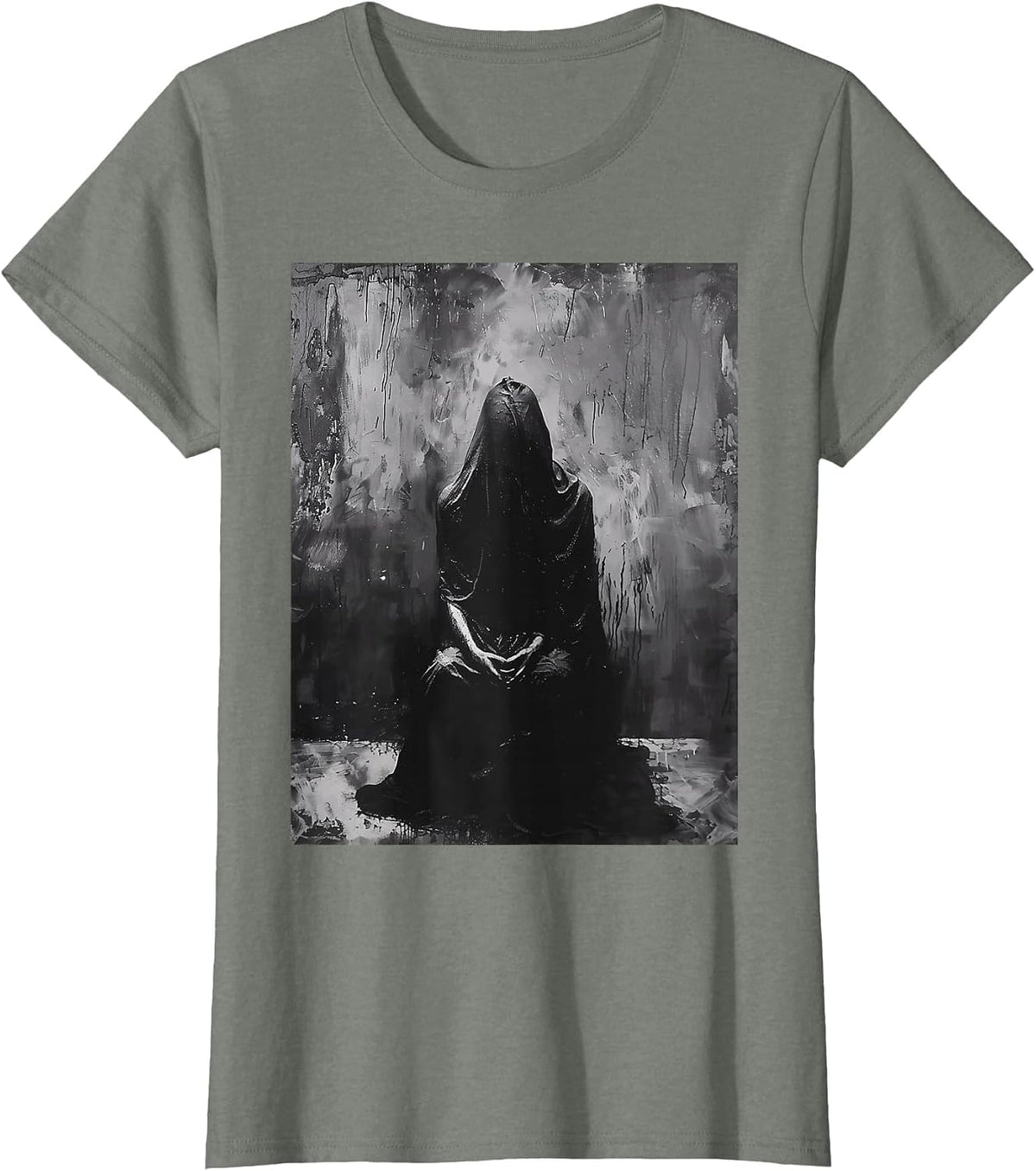 Dark Occult Horror Goth Alt Demon Hell Art Aesthetic T-Shirt - Olive Heather