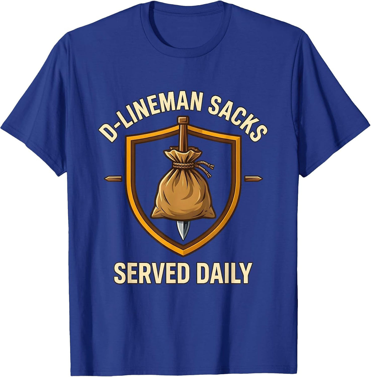 D-Lineman Sacks Served Daily Funny Football Lineman Youth T-Shirt - Royal Blue