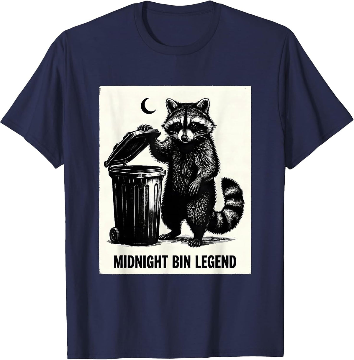 Midnight Bin Legend Funny Jimothy Raccoon Trash Panda Meme T-Shirt - Navy Blue