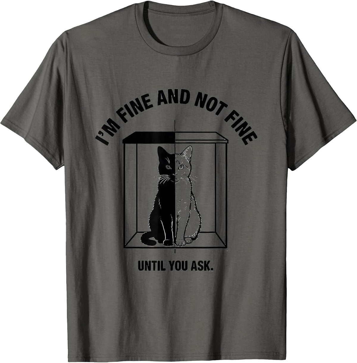 Men's I'm Fine And Not Fine Until You Ask Quantum Physics Humor T-Shirt - Asphalt Grey