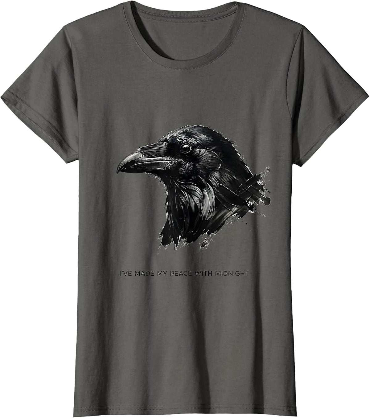 Women's I've Made My Peace With Midnight Gothic Edgar Allan Poe T-Shirt - Asphalt Grey