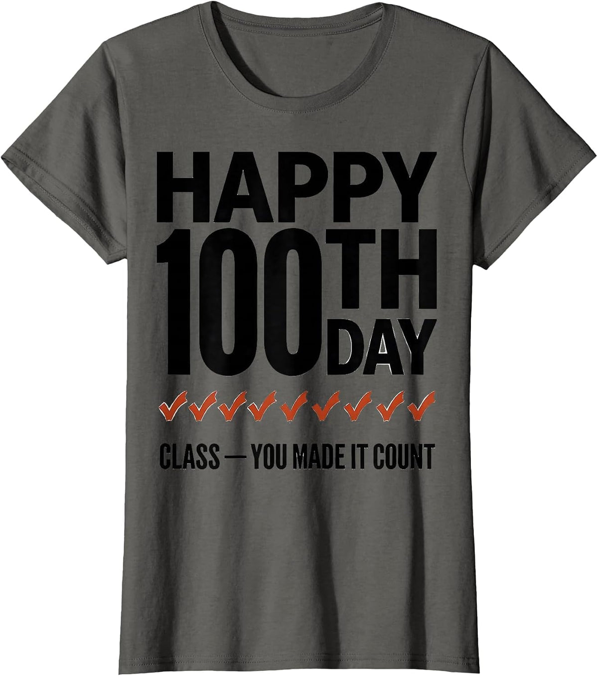 Women's Happy 100th Day, Class — You Made It Count Teacher T-Shirt - Asphalt Grey